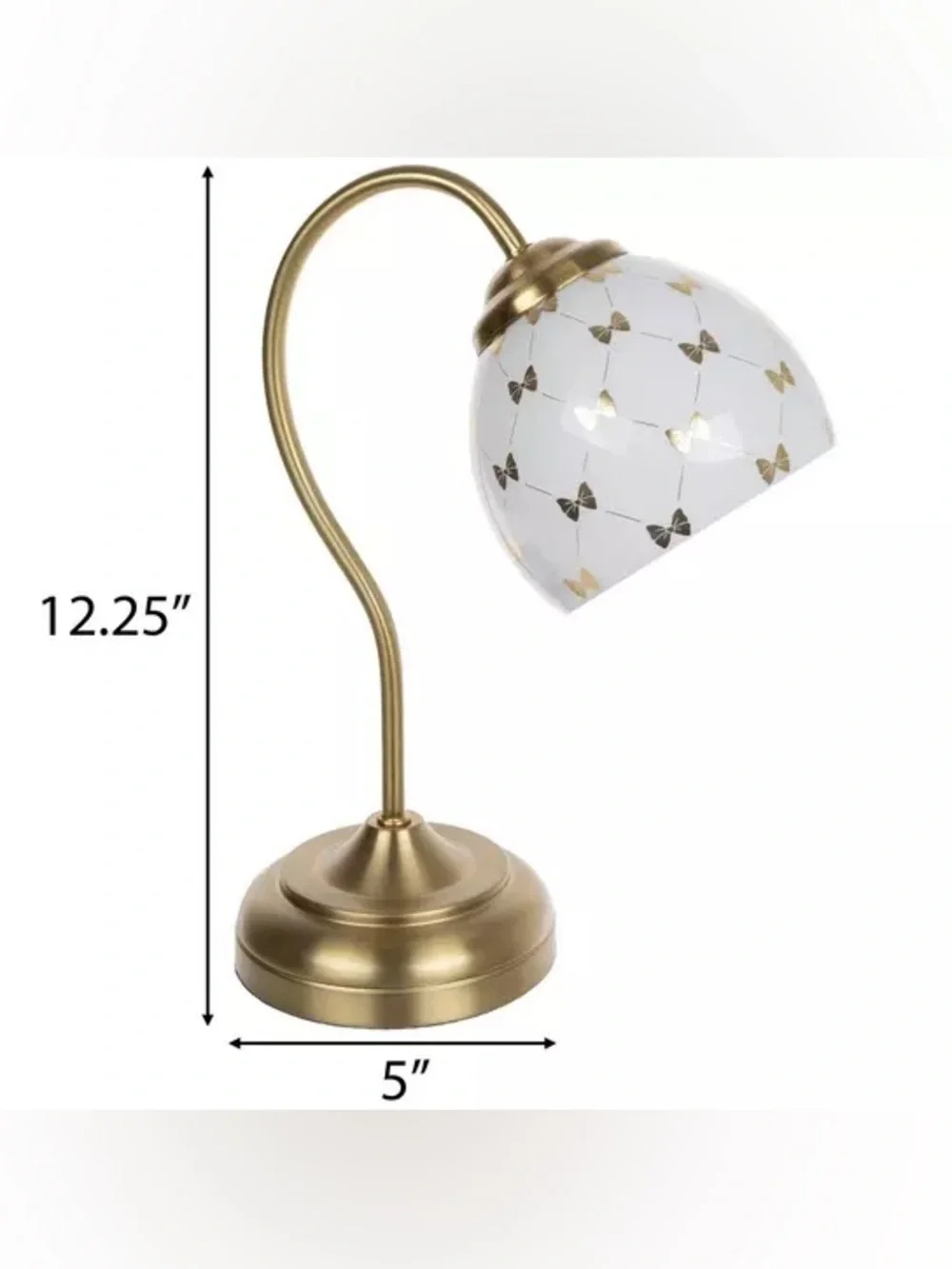 Gold Bows Glass Shade Task Lamp